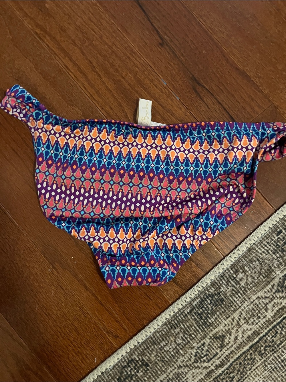 Womens 2 bamboo Purple, Blue & Orange Patterned Bikini Bottom - Picture 2 of 2